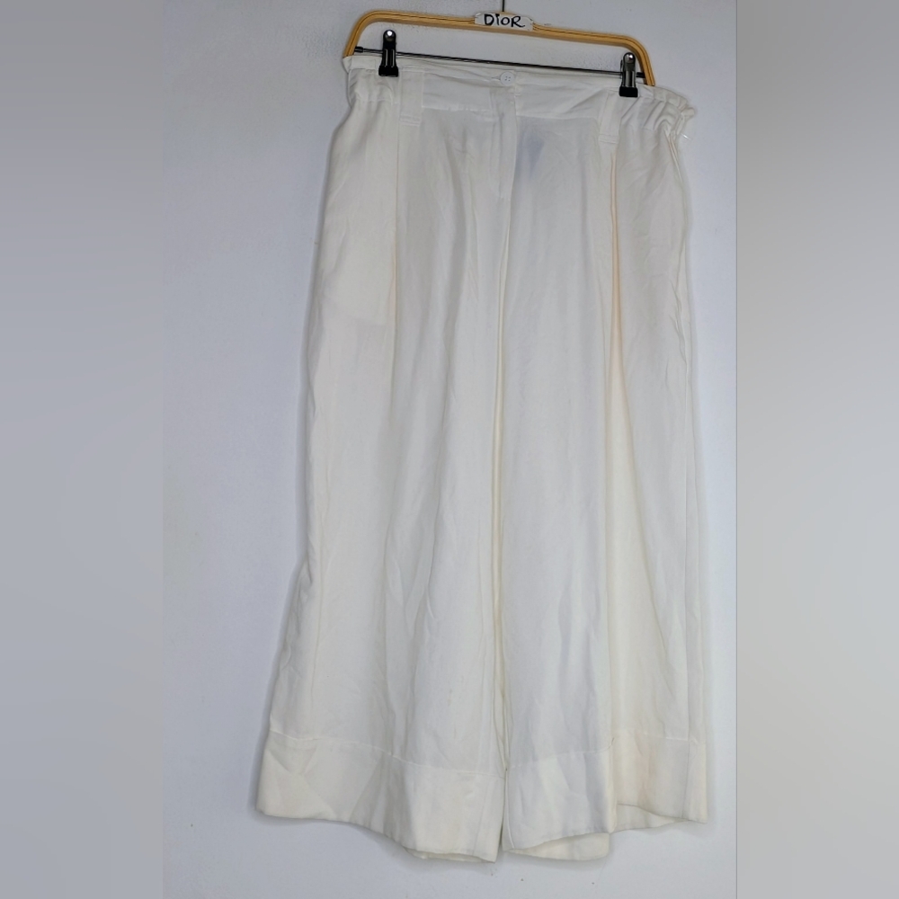 Kedem Sasson • Wide Leg Crop Pants White Medium, Made in Israel 🇮🇱